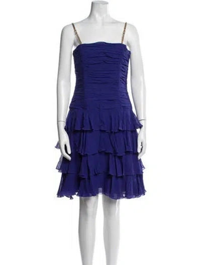 Pre-owned Escada Silk Mini Dress In Blue