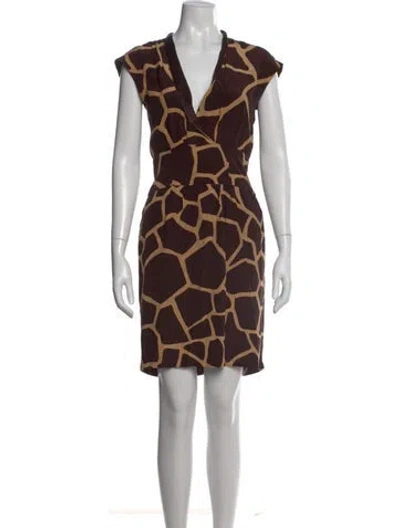 Pre-owned Escada Silk Mini Dress In Brown