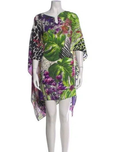 Pre-owned Escada Silk Mini Dress In Green