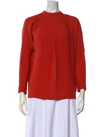 Pre-owned Escada Silk Mock Neck Top In Orange