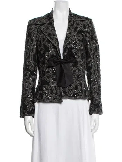Pre-owned Escada Silk Paisley Print Blazer In Black