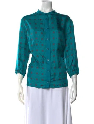 Pre-owned Escada Silk Paisley Print Blouse In Blue