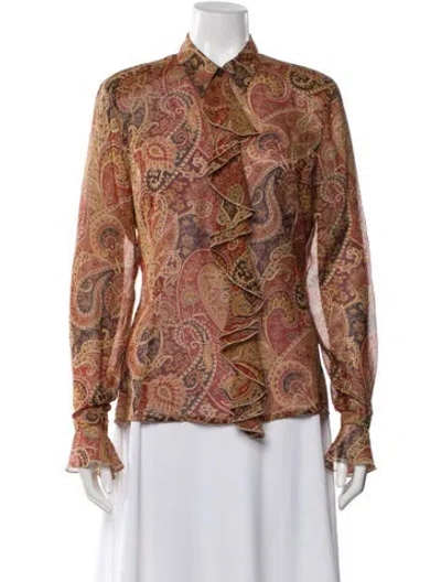 Pre-owned Escada Silk Paisley Print Blouse In Neutral