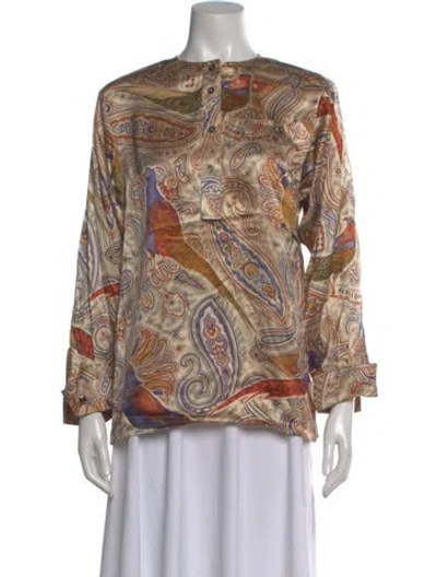 Pre-owned Escada Silk Paisley Print Blouse In Neutral