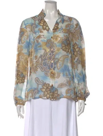 Pre-owned Escada Silk Paisley Print Blouse In Neutral