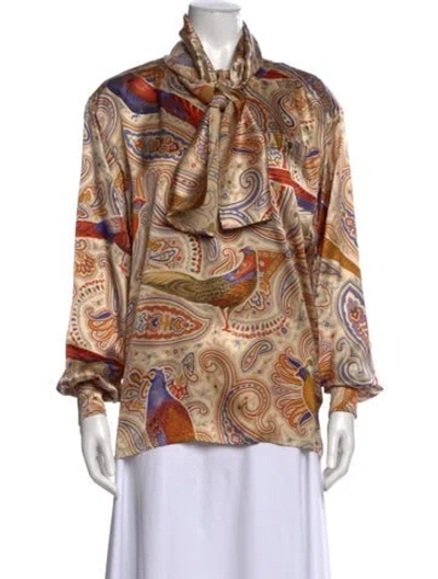 Pre-owned Escada Silk Paisley Print Blouse In Neutral