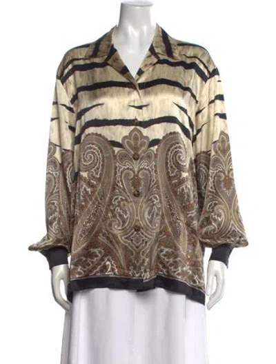 Pre-owned Escada Silk Paisley Print Blouse In Neutral
