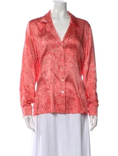 Pre-owned Escada Silk Paisley Print Blouse In Orange