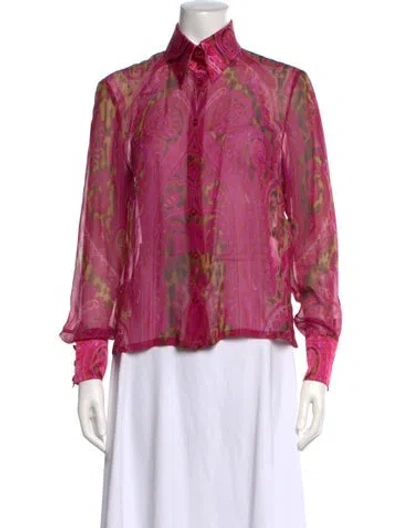 Pre-owned Escada Silk Paisley Print Blouse In Pink