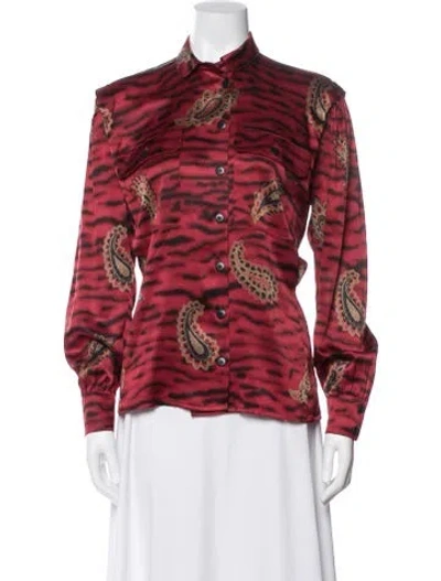 Pre-owned Escada Silk Paisley Print Blouse In Red