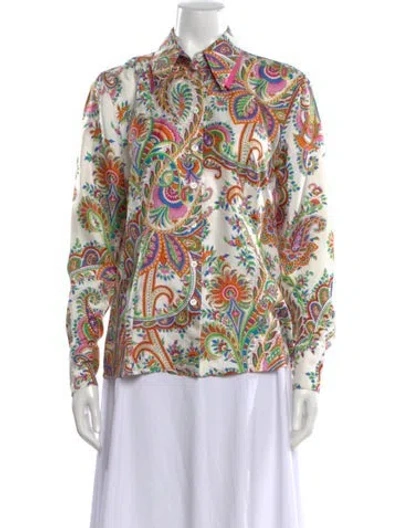 Pre-owned Escada Silk Paisley Print Blouse In Red
