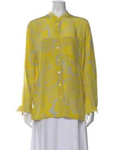 Pre-owned Escada Silk Paisley Print Blouse In Yellow