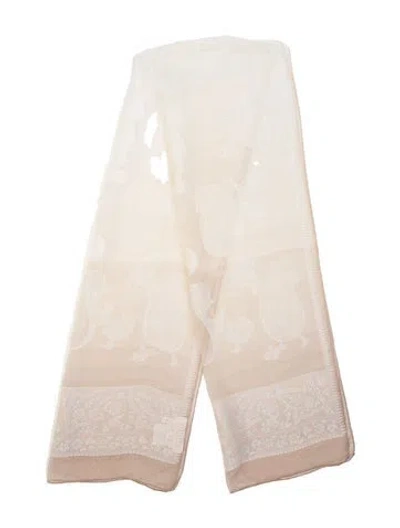 Pre-owned Escada Silk Paisley Print Scarf In Neutrals