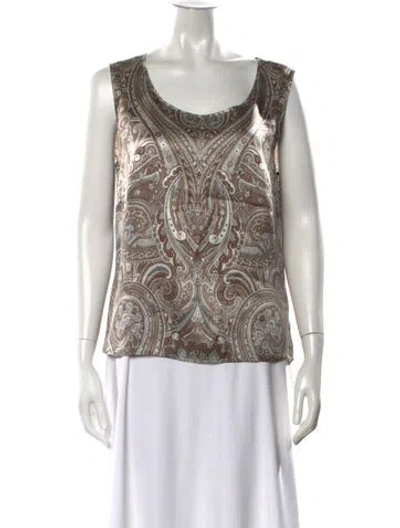 Pre-owned Escada Silk Paisley Print Top In Neutral