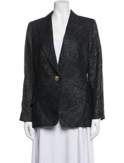 Pre-owned Escada Silk Patterned Blazer In Black