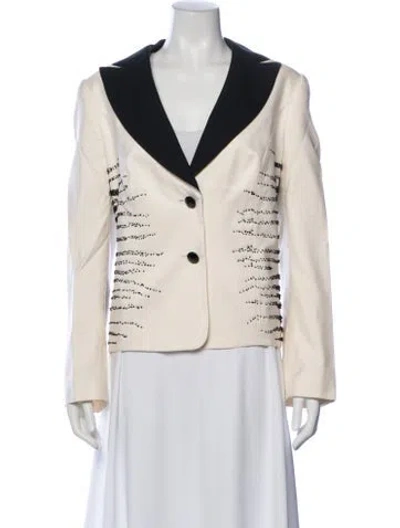 Pre-owned Escada Silk Patterned Blazer In Neutral