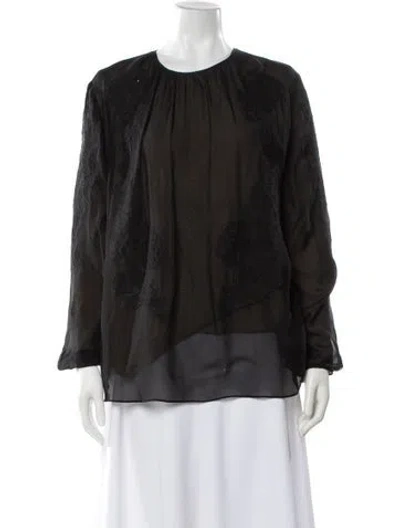 Pre-owned Escada Silk Patterned Blouse In Gray