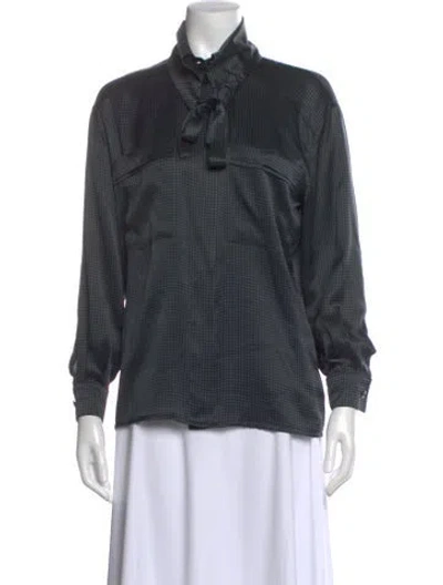 Pre-owned Escada Silk Patterned Blouse In Gray