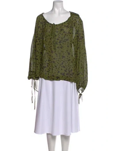 Pre-owned Escada Silk Patterned Blouse In Green