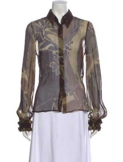 Pre-owned Escada Silk Patterned Blouse In Multi