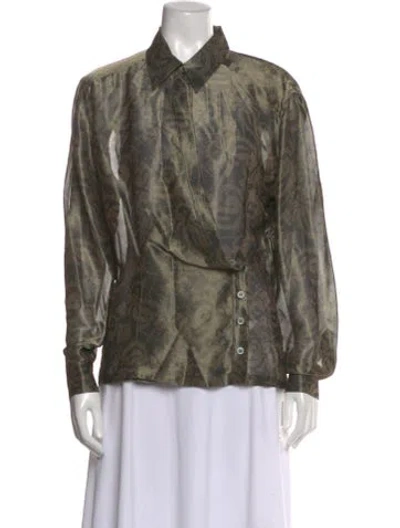 Pre-owned Escada Silk Patterned Blouse In Multi
