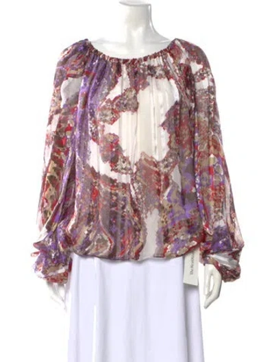 Pre-owned Escada Silk Patterned Blouse In Multi