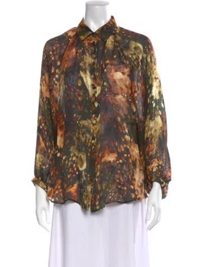 Pre-owned Escada Silk Patterned Blouse In Multicolor