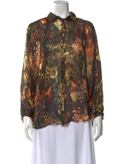 Pre-owned Escada Silk Patterned Blouse In Multicolor
