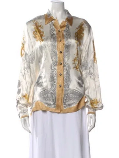 Pre-owned Escada Silk Patterned Blouse In Neutral