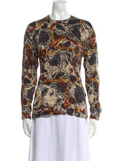 Pre-owned Escada Silk Patterned Blouse In Neutral
