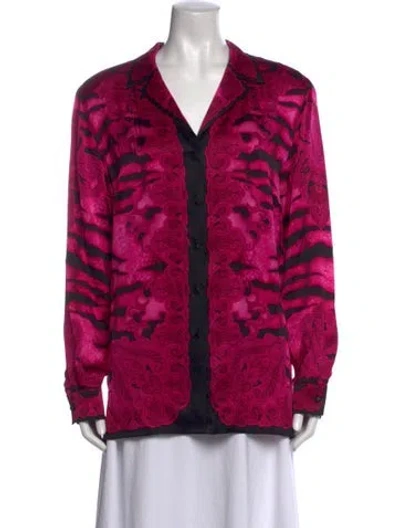 Pre-owned Escada Silk Patterned Blouse In Pink