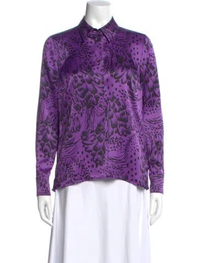 Pre-owned Escada Silk Patterned Blouse In Purple