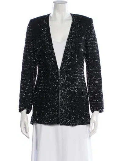 Pre-owned Escada Silk Patterned Evening Jacket In Black