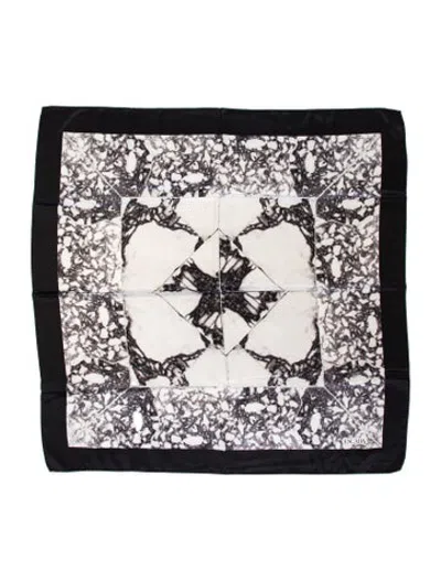 Pre-owned Escada Silk Patterned Scarf In Black/white