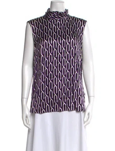 Pre-owned Escada Silk Patterned Top In Black