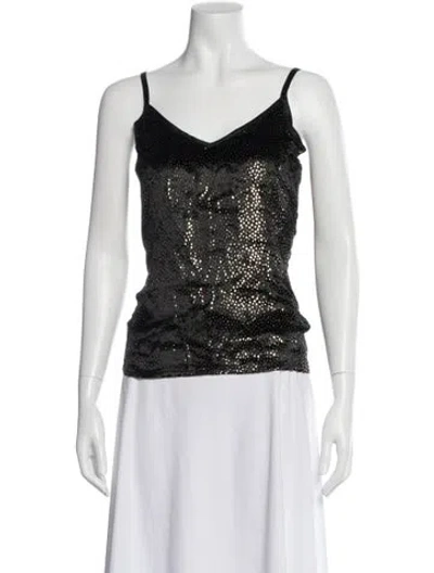 Pre-owned Escada Silk Patterned Top In Black