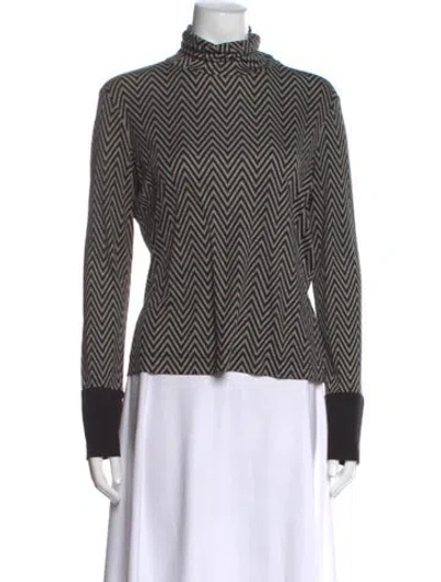 Pre-owned Escada Silk Patterned Top In Black