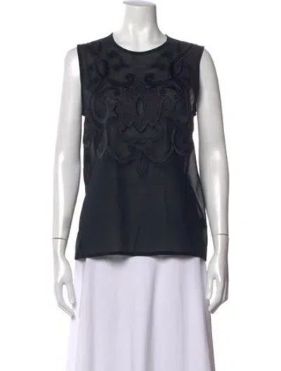 Pre-owned Escada Silk Patterned Top In Blue