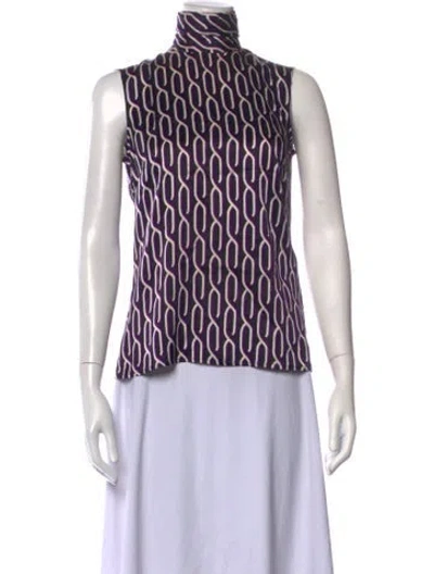 Pre-owned Escada Silk Patterned Top In Blue