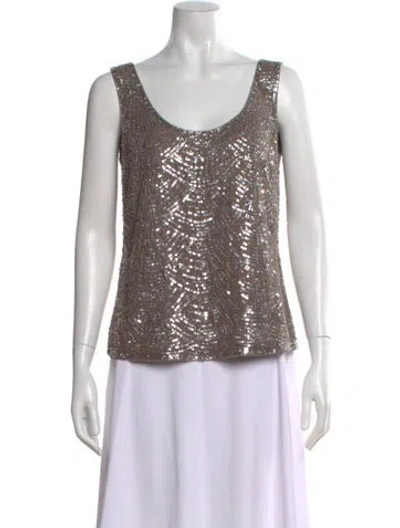Pre-owned Escada Silk Patterned Top In Neutral
