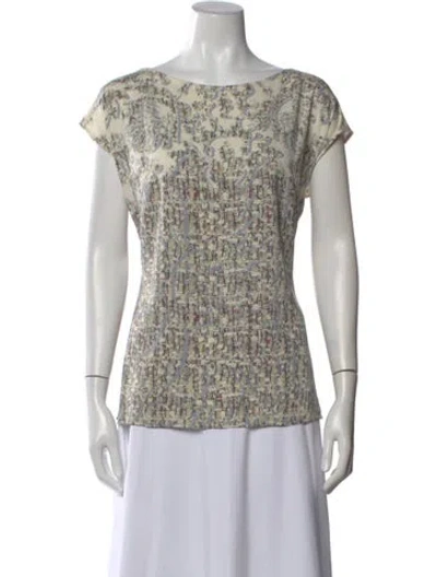 Pre-owned Escada Silk Patterned Top In Neutral