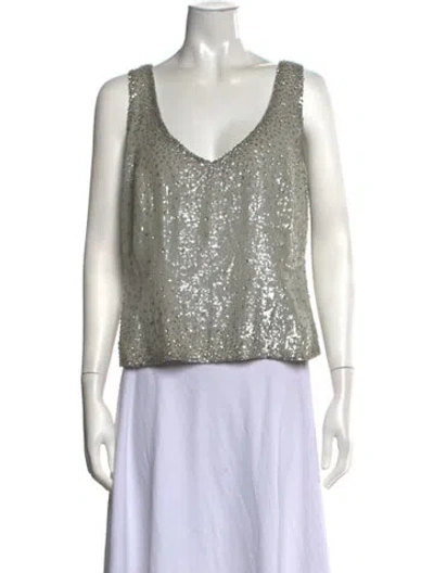 Pre-owned Escada Silk Patterned Top In Neutrals