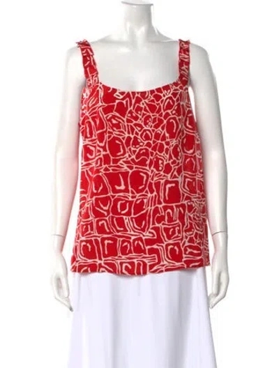 Pre-owned Escada Silk Patterned Top In Red
