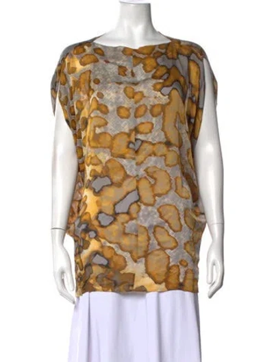 Pre-owned Escada Silk Patterned Top In Yellow