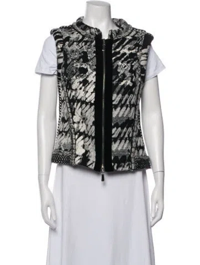 Pre-owned Escada Silk Patterned Vest In Black/white