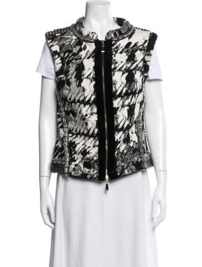 Pre-owned Escada Silk Patterned Vest In White