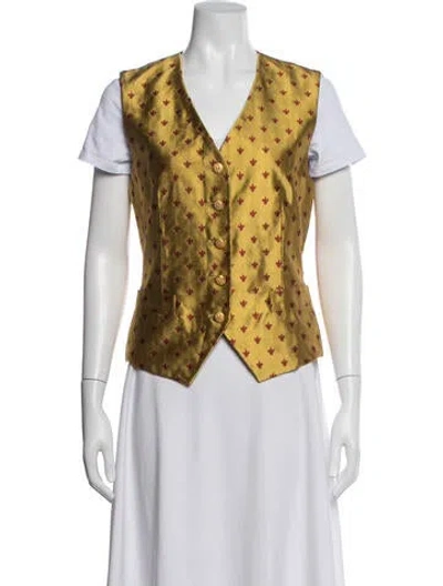 Pre-owned Escada Silk Patterned Vest In Yellow