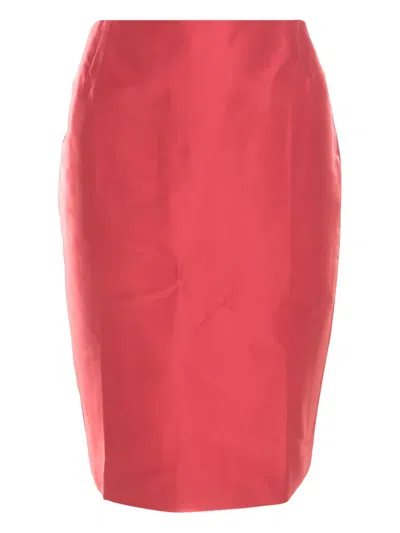 Pre-owned Escada Silk Pencil Skirt In Red