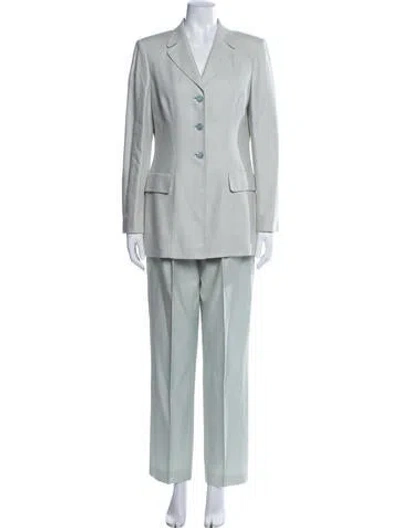 Pre-owned Escada Silk Pleated Accents Pantsuit In Green