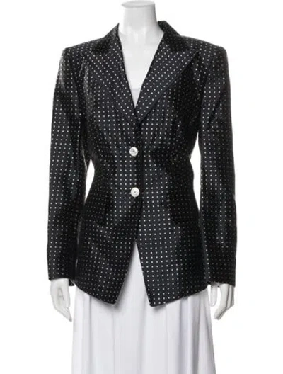 Pre-owned Escada Silk Polka Dot Print Blazer In Blue